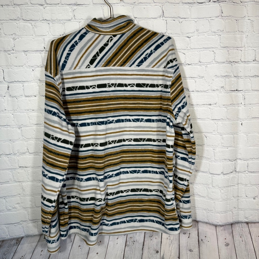 Eddie Bauer Chutes Microfleece Mens Xl Fleece Button Up Shirt Striped View 4